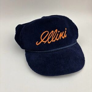 RARE Vintage Illini Blue Corduroy Rope Hat University of Illinois